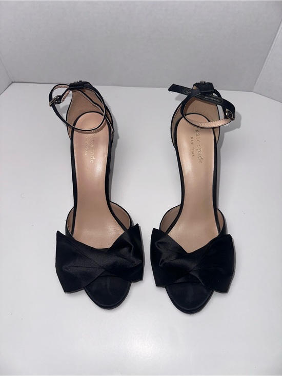 kate spade Shoes - kate spade Black Satin Bow Ankle-Strap Sandals